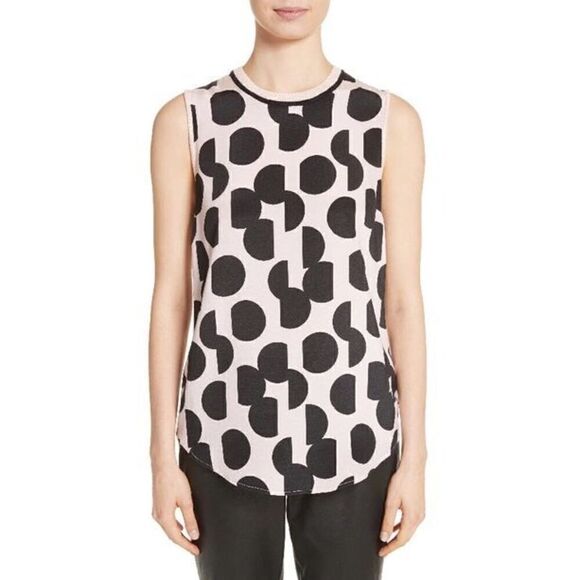 ST. JOHN DOT PRINT STRETCH SILK SHELL IN BLUSH CAVIAR - Picture 2 of 5